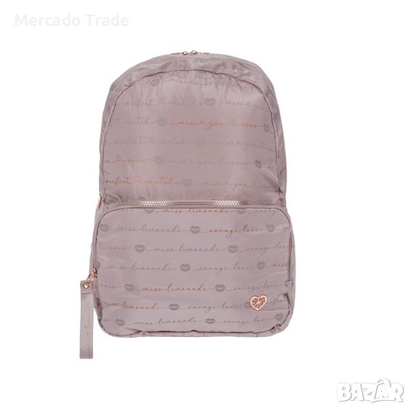 Ученическа раница Mercado Trade, За момичета, Розова с надписи, снимка 1