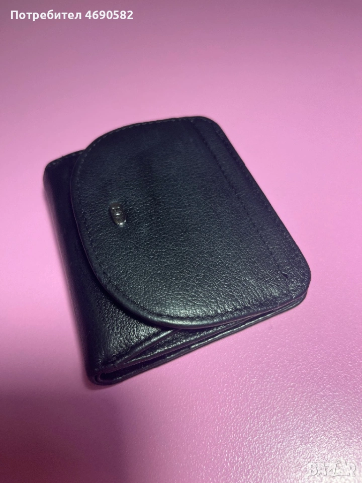 Черен портфейл от естествена кожа, снимка 1