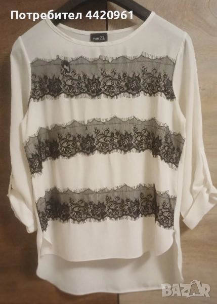 Дамска блуза с черни дантелени ивици , снимка 1