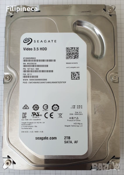 Seagate video 3.5 hdd 2tb hard disk , хард диск, снимка 1