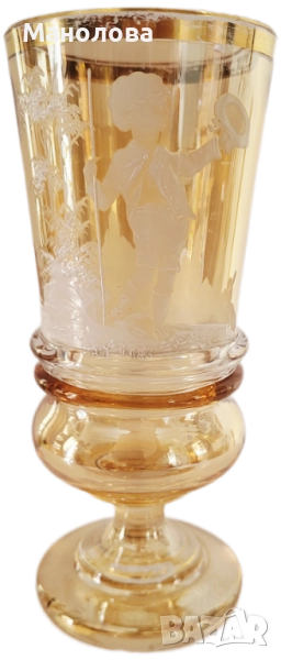 Стъклена чаша от втората половина на 19 век, около 1890-1900 г., снимка 1