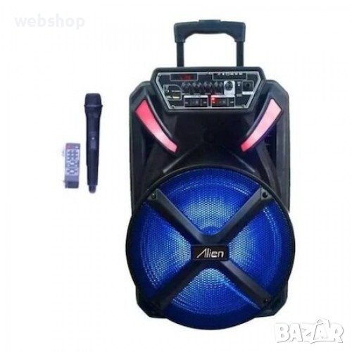 Преносима активна караоке тонколона AN-1231 12" с вграден усилвател и 1 безжичен микрофон 150W, снимка 1