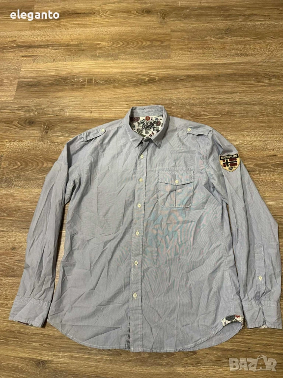 Мъжка памучна риза дълъг ръкав Napapijri Flag slim fit Long sleeve shirt , XXL размер, снимка 1