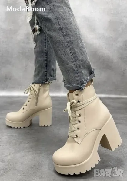 Боти на ток - Кожа, снимка 1