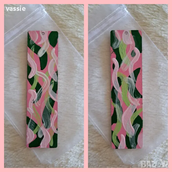 Ръчно рисуван дървен книгоразделител, снимка 1