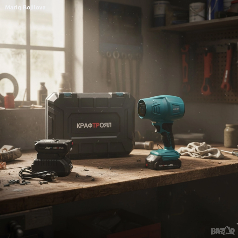 Акумулаторна турбо духалка 36V – Мощен въздушен пистолет с 2 батерии 8Ah и куфар, снимка 1