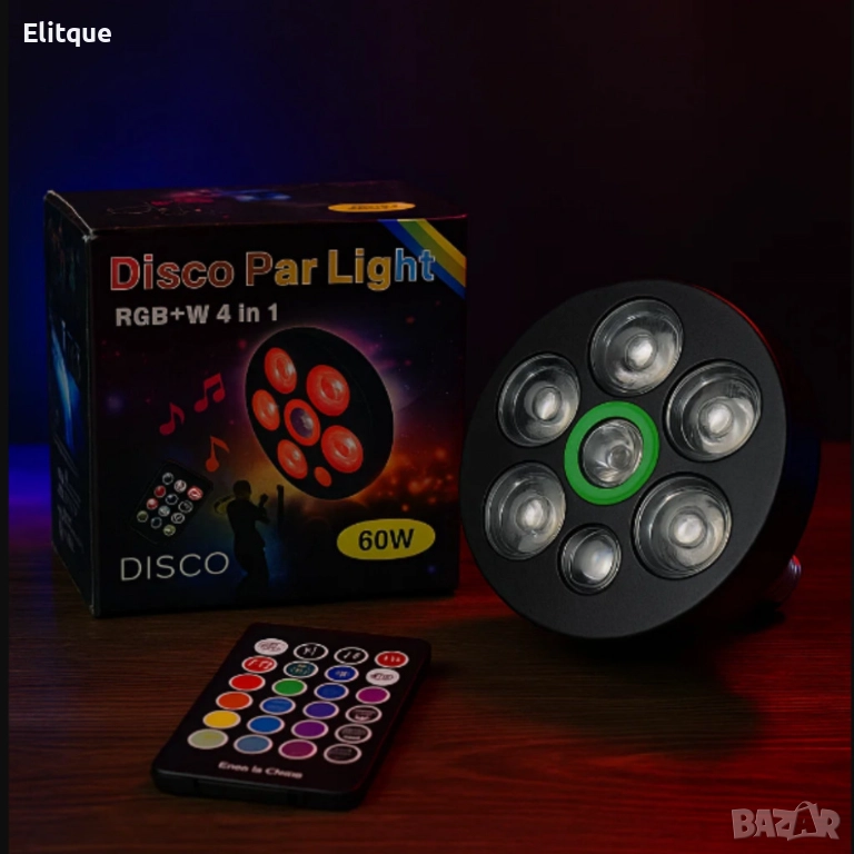 Многофункционална LED RGB+W Диско Лампа 4 в 1 с Фасунка и Дистанционно , снимка 1