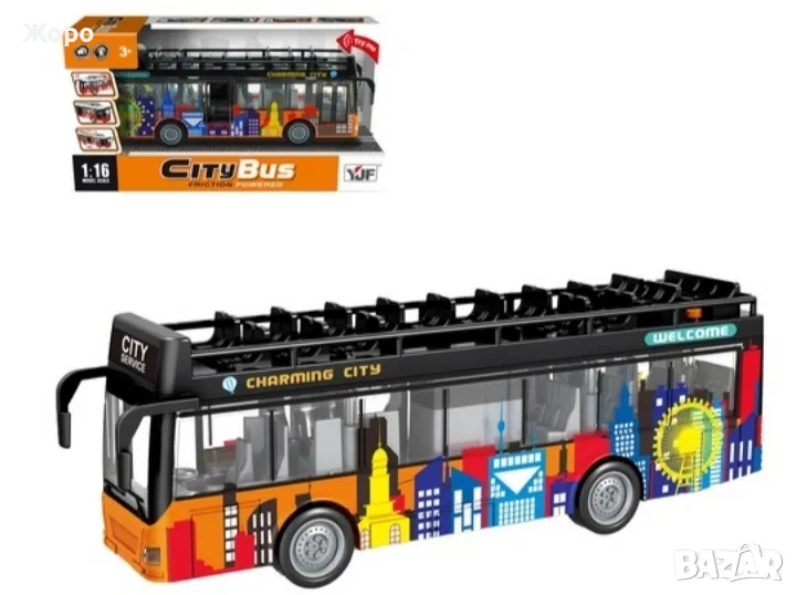 ДЕТСКИ ДВУЕТАЖЕН МНОГОЦВЕТЕН АВТОБУС С ЗВУК 625277, снимка 1
