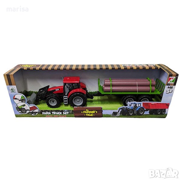 Трактор с ремарке и трупи, варианти, кутия Код: 10532, снимка 1