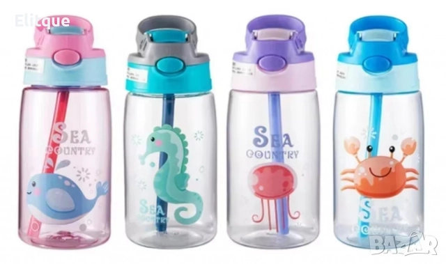 Детска бутилка за вода със сламка 480мл, снимка 12 - Други стоки за дома - 52840522