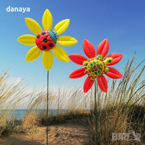 5937 Декоративна градинска въртележка Цвете с животинче, 60 см