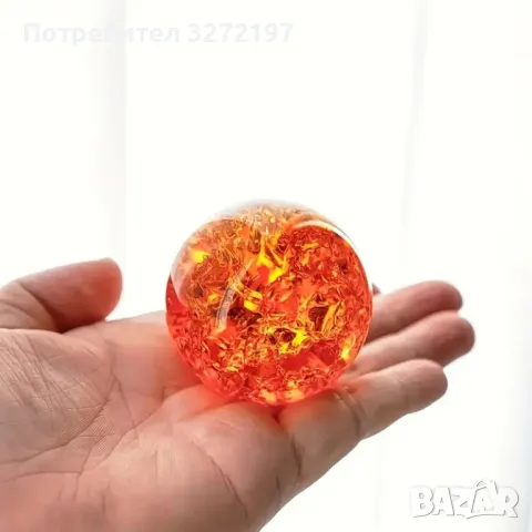 Елегантна Оранжева Кристална Топка с метална стойка в сребрист цвят,Фенг Шуй, снимка 5 - Декорация за дома - 48256348