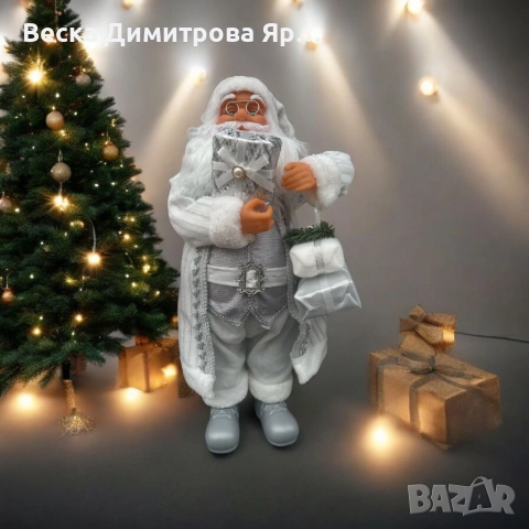 Дядо Коледа в сребристо – празнична фигура, която носи магия и уют у дома (50 / 70 / 90 см), снимка 4 - Декорация за дома - 52830150