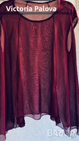 Копринена блуза цвят бордо Италия