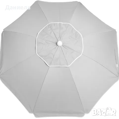 Кръгъл плажен чадър 2.40 м с чупещо се рамо, UV защита и прозорче за вятър, снимка 8 - Други - 50124677