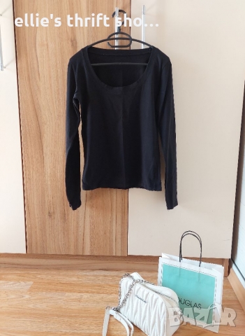 Дамска черна блуза с дълъг ръкав в размер S, снимка 2 - Блузи с дълъг ръкав и пуловери - 36094067