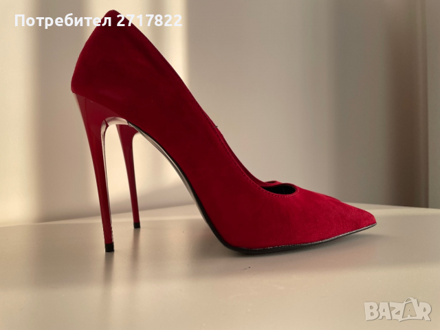 Червени обувки от естествен велур, снимка 1