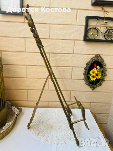 Красива голяма месингова поставка / статив / от Англия за картина, гоблен, голямо плато, книга, снимка 11 - Антикварни и старинни предмети - 53701874