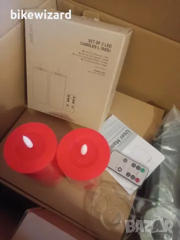 LUCOZA Комплект от 2 мигащи безпламъчни LED свещи с таймер и дистанционно НОВИ, снимка 1