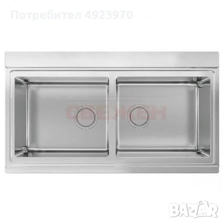 Мивка SMEG LRX902DE – двойно корито, неръждаема стомана AISI 304