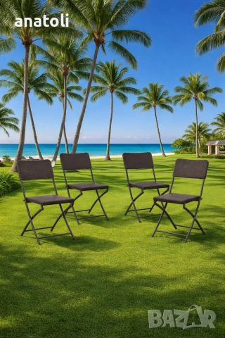 Сгъваеми градински столове, 4 бр, HDPE и стомана, кафяви от Германия чисто нови , снимка 10 - Градински мебели, декорация  - 53528175