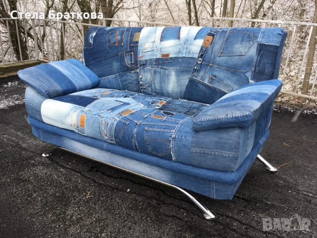 Дънков диван Претапициран , снимка 2 - Дивани и мека мебел - 36107477