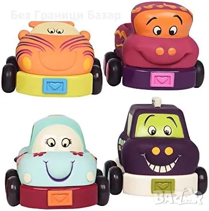 Нови 4 броя Меки колички с различни звуци за бебета и малки деца играчка