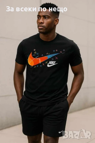 Nike Мъжки Памучен Къс Комплект👕🩳Мъжки Летен Екип Тениска И Къси Панталонки Найк-2 Цвята Код B358, снимка 2 - Спортни дрехи, екипи - 50618898