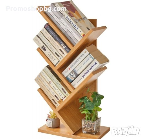 Дървена етажерка за книги, 4 рафта, размери 26,5 x 60 x 15,5см БЯЛ или КАФЯВ, снимка 1 - Етажерки - 44327753