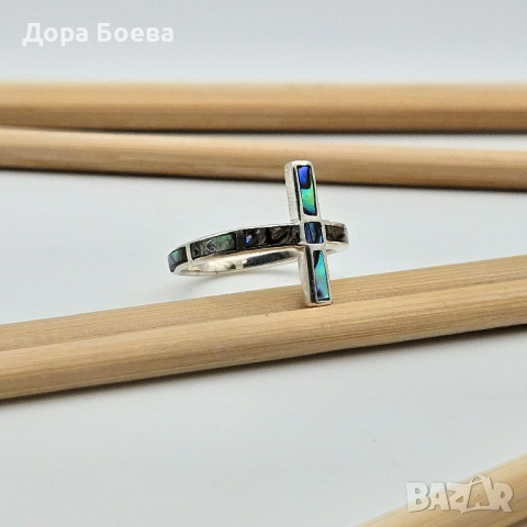 Сребърен пръстен: "Крос", снимка 2 - Пръстени - 52380845