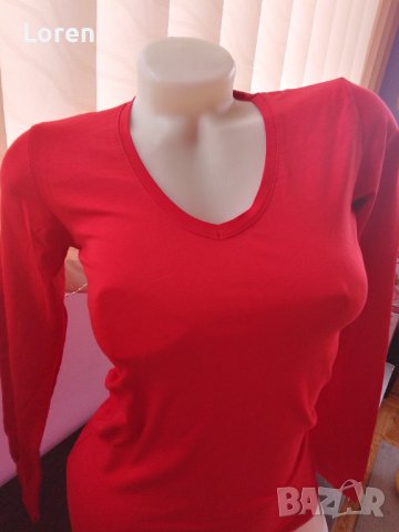 Ново!Червена блуза , снимка 2 - Блузи с дълъг ръкав и пуловери - 40451014