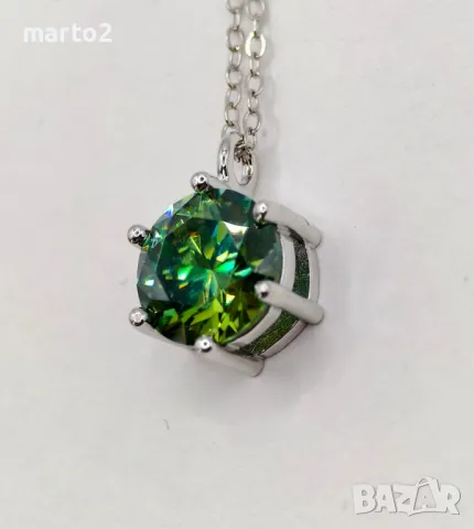 Сребърно 925 Колие с Мойсанит 3 Карата!, снимка 6 - Пръстени - 48654835