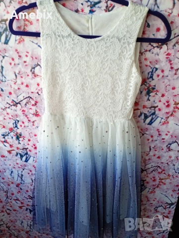 Елегантна парти детска рокля с дантела за 12г, снимка 2 - Детски рокли и поли - 52127171