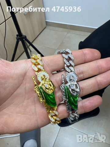 💎 Стилна мъжка гривна със зелен акцент – модерен дизайн, снимка 3 - Гривни - 53586883