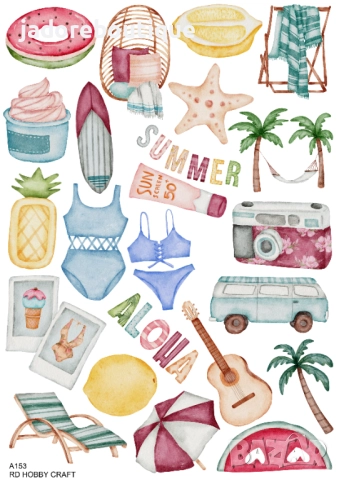 Скрапбук стикери за декорация планер лято ваканция summer самозалепващ лист А5 - различни видове, снимка 9 - Други - 37331557