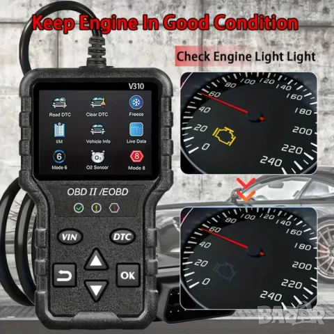 Full OBD2 EOBD автомобилен диагностичен кодочетец V310 , снимка 6 - Аксесоари и консумативи - 50675093