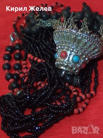 ТУАРЕГСКА ТЮРКОАЗЕНА САЧАНЕНА ОГЪРЛИЦА ТРАДИЦИОНЕН НАЦИОНАЛЕН НАКИТ с ХИЛЯДИ МЪНИСТА и КОРАЛ 15202, снимка 4 - Колиета, медальони, синджири - 30711707