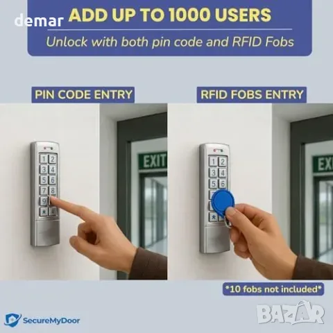 Алуминиева клавиатура за контрол на достъп с RFID и ПИН код, снимка 3 - Аларми и алармени системи - 56228578