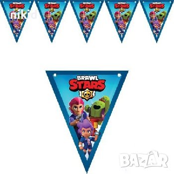 Брау Броу Старс Brawl Stars Бролстарс 10 бр Парти Гирлянд Знаменца Флаг Банер флагчета, снимка 2 - Други - 34636243