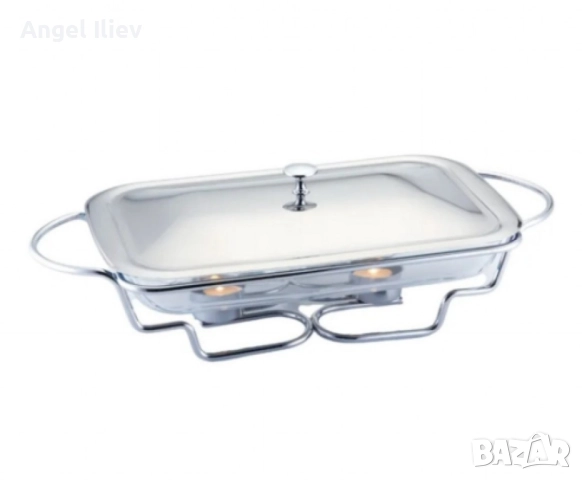Съд за затопляне Bohmann, 3л. правоъгълен, 2свещи, Стоманен капак, Стъкло, Инокс, снимка 3 - Други - 52488746