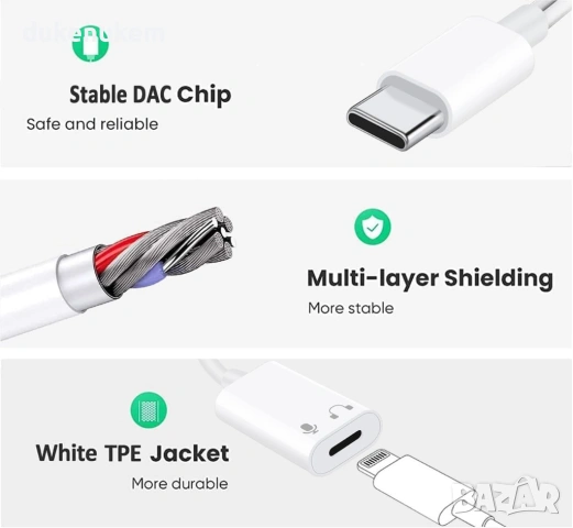 Lightning към USB-C аудио адаптер за слушалки за iPhone 15/16, iPad, MacBook и Android, Type-C, снимка 7 - Слушалки и портативни колонки - 53039831