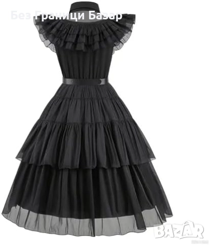 Нов костюм Черна рокля с перука и аксесоари за момичета Addams Хелоуин, снимка 3 - Други - 52133188