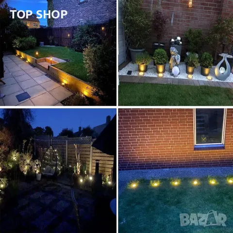 Torchtree соларни градински земни дискови лампи, IP65, 12 броя, снимка 3 - Соларни лампи - 49566503