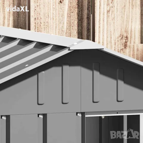 vidaXL Кучешка къща сива 116,5x103x81,5 см поцинкована стомана, снимка 4 - За кучета - 56146346