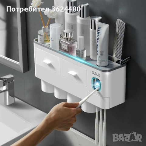 Самозалепващ органайзер за баня за четки и паста за зъби 3679 ECOCO, снимка 8 - Други стоки за дома - 52667066