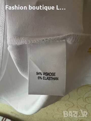 Бяла тениска 46 размер с щампа 🤍 , снимка 5 - Тениски - 50780419