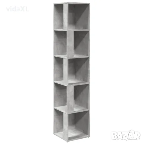 vidaXL Ъглов шкаф, бетонно сив, 33x33x164,5 см, инженерно дърво