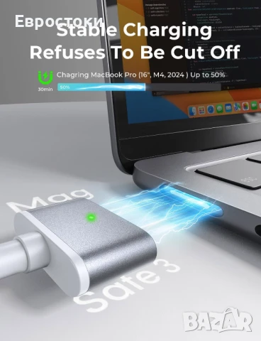 LISEN Кабел за бързо зареждане USB C към Magsafe 3, 2 метра, 140 W, за McAcbook  Air M2 M3 2023/2022, снимка 2 - Кабели и адаптери - 50854335