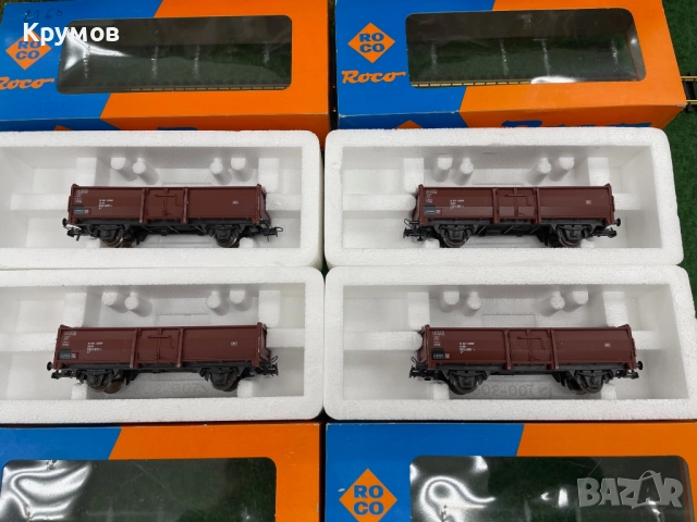 Вагон товарен открит 2-осен Роко HO 1:87 влак ЖП модел кутия нов, снимка 2 - Колекции - 52979399