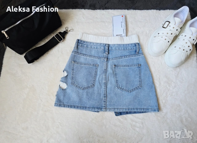 Дамска къса дънкова пола атрактивен модел , снимка 8 - Поли - 50073704